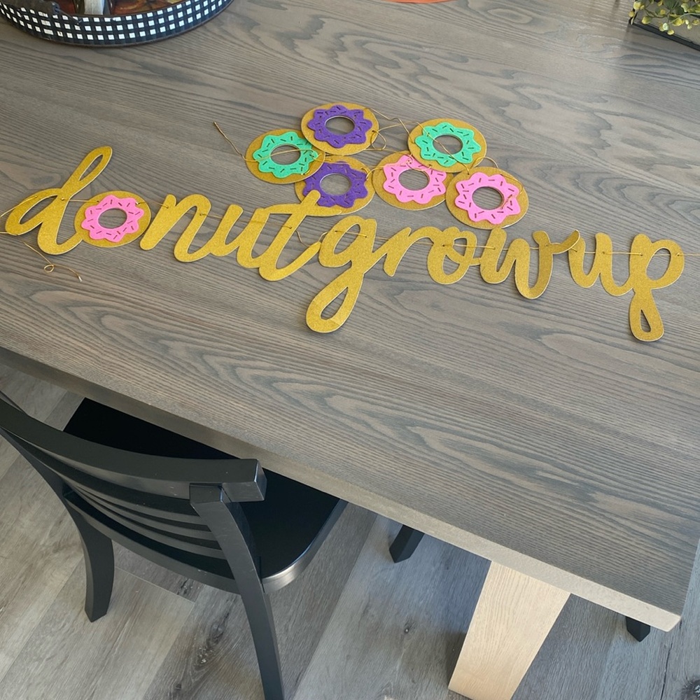 Donut Grow Up Party Banner and cups/napkins